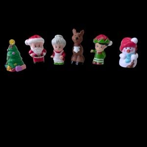 Fisher Price Little People Christmas Lot  Santa Mrs. Claus Tree Snowman Reindeer
